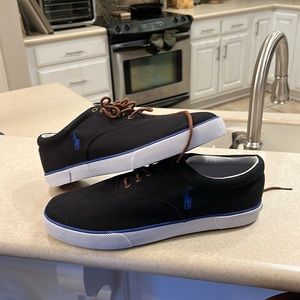 Black w/blue polo shoes size 14